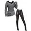 Women Outfit Textured Heather Faux Twinset Top and Zipper Buckle Leggings Set - Gris S | US 4