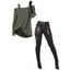 Women Outfit Solid Color Textured Skew Neck Top and Zipper Buckle Leggings Set - Vert Armée S | US 4
