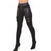 Leggings gothiques de couleur unie avec fermeture éclair et anneau en O et sangle à boucle - Noir XXXL | US 12