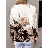 Pull tricoté de vacances à imprimé floral et feuilles, col en V ajouré, colorblock - Blanc M | US 6