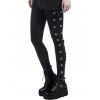 Leggings gothiques taille haute élastiques à lacets de couleur unie - Noir L | US 8-10