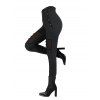 Leggings gothiques de couleur unie avec rivets transparents et anneau en O - Noir S | US 4