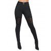 Leggings gothiques de couleur unie avec rivets transparents et anneau en O - Noir XXL | US 14