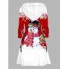 Robe à capuche de Noël, imprimé flocon de neige, bonhomme de neige, colorblock, robe à lacets - Rouge S | US 4