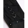 Leggings gothiques de couleur unie avec rivets transparents et anneau en O - Noir M | US 6