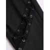 Leggings gothiques de couleur unie avec œillets et lacets, leggings skinny à anneau en O - Noir L | US 8-10