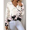 Pull tricoté de vacances, imprimé fleur de pêcher, col en V ajouré - Blanc XL | US 10