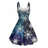 Robe de Noël à imprimé flocon de neige et fausse fourrure ombrée - Bleu profond XXL | US 14