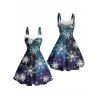 Robe de Noël à imprimé flocon de neige et fausse fourrure ombrée - Bleu profond XXL | US 14