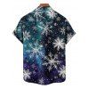 Chemise de Noël pour homme, imprimé flocon de neige, chemise boutonnée ombrée - Bleu profond 4XL