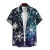 Chemise de Noël pour homme, imprimé flocon de neige, chemise boutonnée ombrée - Bleu profond 4XL