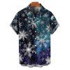 Chemise de Noël pour homme, imprimé flocon de neige, chemise boutonnée ombrée - Bleu profond 4XL