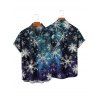 Chemise de Noël pour homme, imprimé flocon de neige, chemise boutonnée ombrée - Bleu profond 4XL