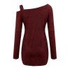Pull uni à col oblique et manches longues avec fausses perles - Rouge Vineux XXL | US 14