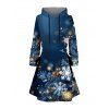 Robe à capuche de vacances, imprimé flocon de neige, sapin de Noël, éléments, robe à lacets - Bleu profond XXXL | US 16