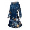 Robe à capuche de vacances, imprimé flocon de neige, sapin de Noël, éléments, robe à lacets - Bleu profond XXXL | US 16