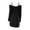 Pull uni à fausses perles et épaules dénudées, haut long croisé - Noir XL | US 12