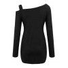 Pull uni à col oblique et manches longues avec fausses perles - Noir L | US 8-10
