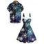 Christmas Couple Outfit Snowflake Print Faux Fur Dress and Shirt Set - Bleu profond S | US 4