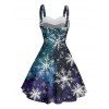 Christmas Couple Outfit Snowflake Print Faux Fur Dress and Shirt Set - Bleu profond S | US 4