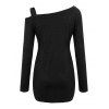 Women Outfit Solid Color Faux Pearl Skew Neck Sweater and Buckle Leggings Set - Noir S | US 4
