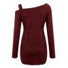 Women Outfit Solid Color Faux Pearl Skew Neck Sweater and Buckle Leggings Set - Rouge Vineux S | US 4