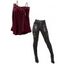 Women Outfit Solid Color Faux Pearl Crossover Sweater and Buckle Leggings Set - Noir S | US 4