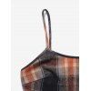 Women Outfit Crossover Cropped Knit Top Plaid Print Dress and Lace Up Boots Set - café S | US 4