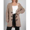 Cardigan long à boutons en corne et motif géométrique texturé de couleur unie - café XXL | US 14