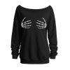 Sweat-shirt gothique à manches longues et col incliné avec imprimé main de squelette - Noir M | US 6