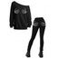 Gothic Women Outfit Skeleton Hand Print Skew Neck Sweatshirt and Leggings Set - Blanc S | US 4