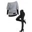 Women Outfit Colorblock Skew Neck Textured Buckle Top and Lace Up Leggings Set - Gris Clair S | US 4