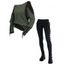 Women Outfit Solid Color Cut Out Skew Neck Top Lace Up Leggings Set - Vert Armée S | US 4