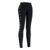 Women Outfit Solid Color Cut Out Skew Neck Top Lace Up Leggings Set - Vert Armée S | US 4