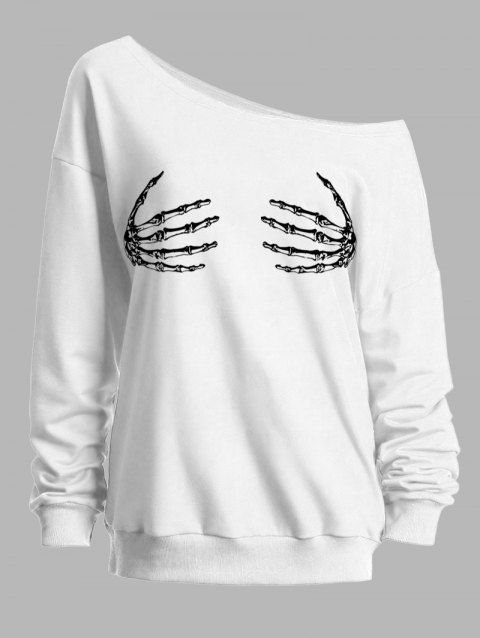 Sweat-shirt gothique à manches longues et col incliné avec imprimé main de squelette