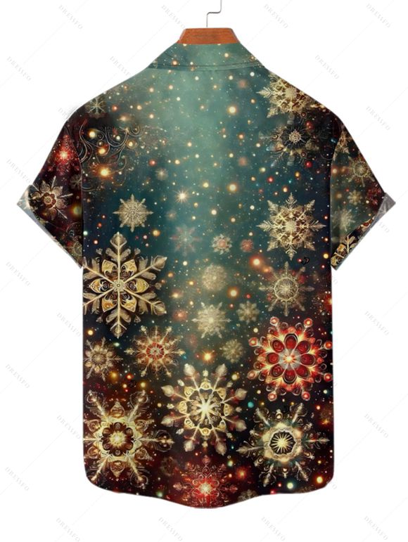 Christmas Couple Outfit Snowflake Star Print Dress and Shirt Set - Vert Armée S | US 4