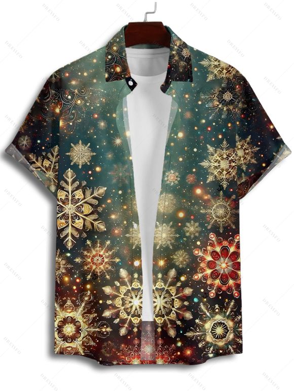Christmas Couple Outfit Snowflake Star Print Dress and Shirt Set - Vert Armée S | US 4
