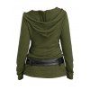 Women Outfit Colorblock Knitted Belt Hoodie Top and Grommet Leggings Set - Vert Armée S | US 4