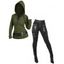 Women Outfit Colorblock Knitted Belt Hoodie Top and Grommet Leggings Set - Vert Armée S | US 4