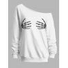 Sweat-shirt gothique à manches longues et col incliné avec imprimé main de squelette - Blanc L | US 8-10