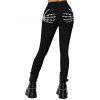 Gothic Women Outfit Skeleton Hand Print Skew Neck Sweatshirt and Leggings Set - Blanc S | US 4