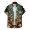 Chemise de Noël pour homme, boutonnée, imprimé flocon de neige et étoile - Vert Armée S