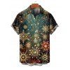 Chemise de Noël pour homme, boutonnée, imprimé flocon de neige et étoile - Vert Armée 5XL