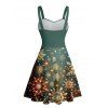 Robe de Noël à imprimé flocon de neige et étoiles, robe de vacances froncée - Vert Armée L | US 8-10