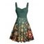 Robe de Noël à imprimé flocon de neige et étoiles, robe de vacances froncée - Vert Armée XXL | US 14