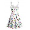Robe de Noël à imprimé flocon de neige, froncée, pour les fêtes - Blanc L | US 8-10