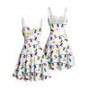 Robe de Noël à imprimé flocon de neige, froncée, pour les fêtes - Blanc XXXXXL | US 20