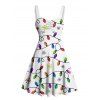 Robe de Noël à imprimé flocon de neige, froncée, pour les fêtes - Blanc XXXXL | US 18