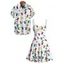 Christmas Couple Outfit Snowflake Colored Printed Dress and Shirt Set - Blanc S | US 4