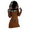 Robe en maille à imprimé ethnique et col oblique, robe à manches longues avec boucle en O - Brun XXL | US 12